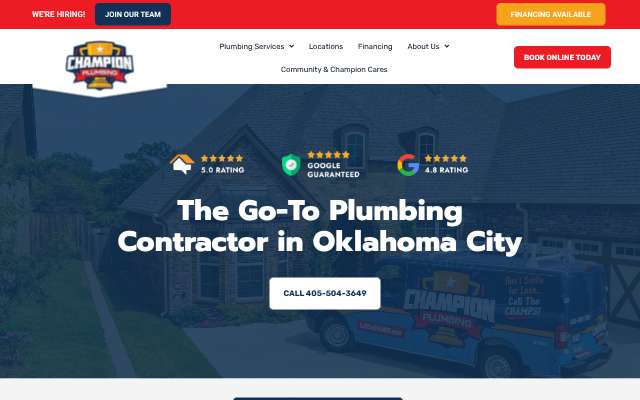 Champion Plumbing's page as the assistant saw it