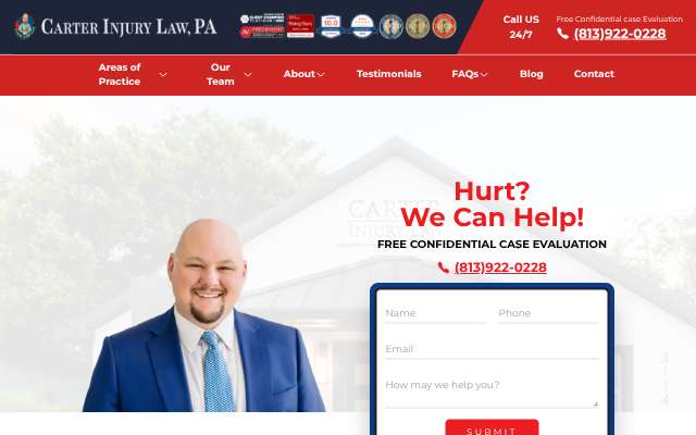 Carter Injury Law's page as the assistant saw it