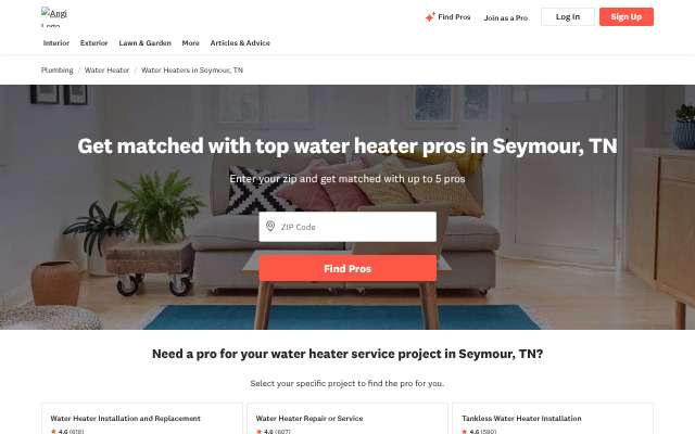 Page cited for Mr. Rooter (Angi-listed, Seymour area)