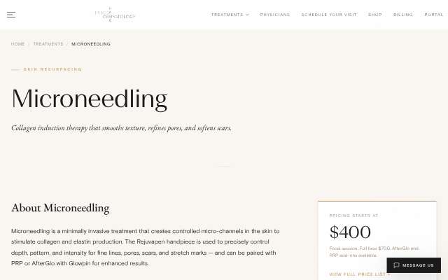 Tribeca Park Dermatology's page as the assistant saw it