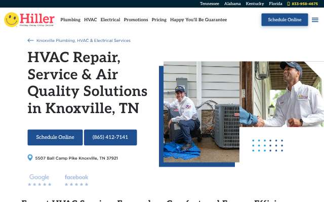 Hiller Plumbing, Heating, Cooling & Electrical's page as the assistant saw it