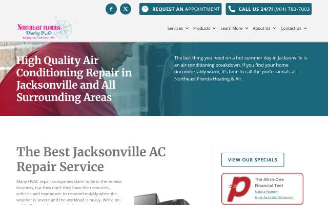 Northeast Florida Heating & Air's page as the assistant saw it