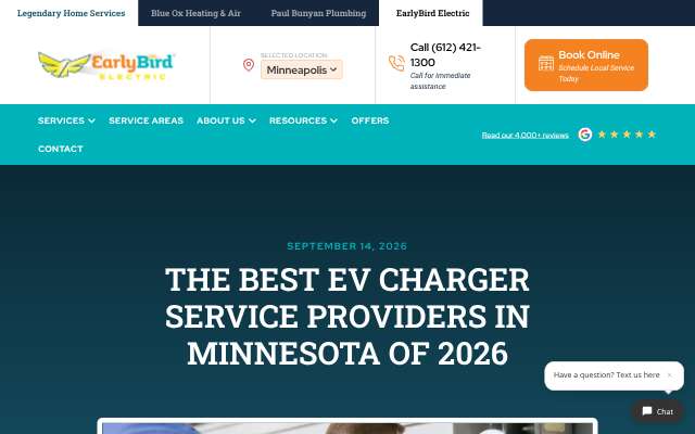 EarlyBird Electric's page as the assistant saw it