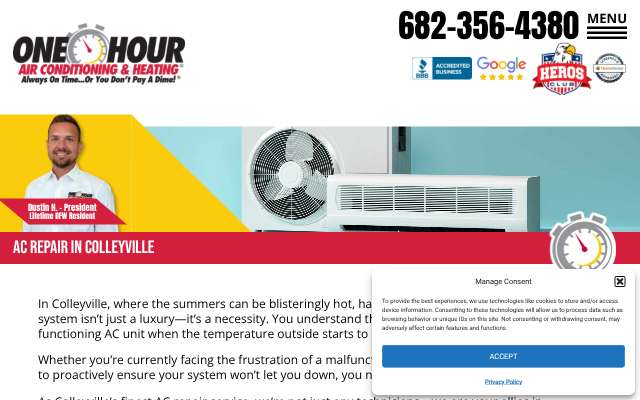 One Hour Air Conditioning & Heating of Dallas's page as the assistant saw it