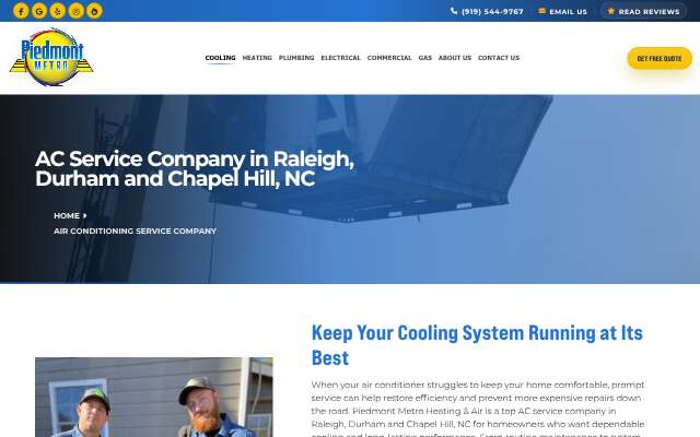 Piedmont Metro Heating and Air's page as the assistant saw it