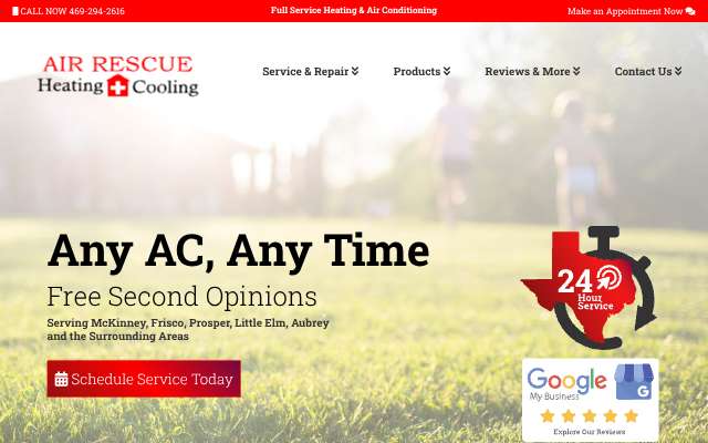 Air Rescue HVAC's page as the assistant saw it