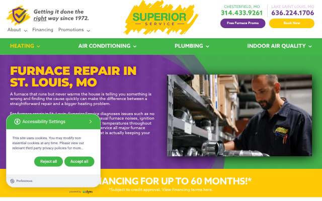 Superior Service's page as the assistant saw it