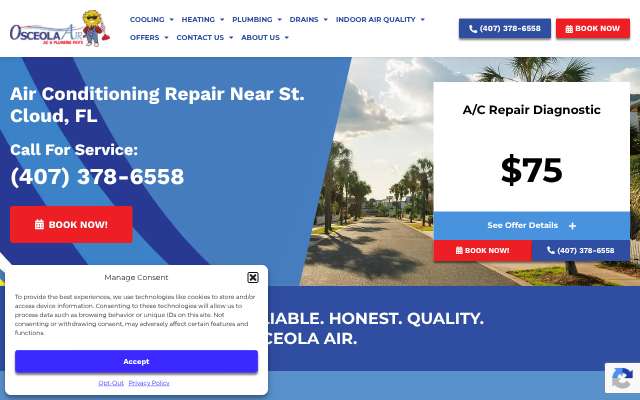 Osceola Air, LLC's page as the assistant saw it