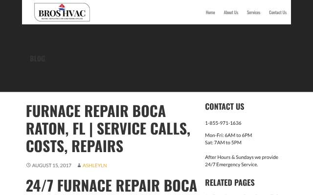 Bro's HVAC (Boca Raton furnace page)'s page as the assistant saw it
