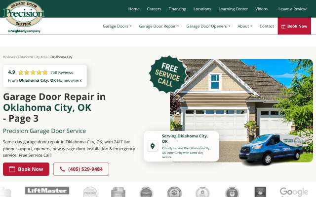 Precision Door Service OKC's page as the assistant saw it