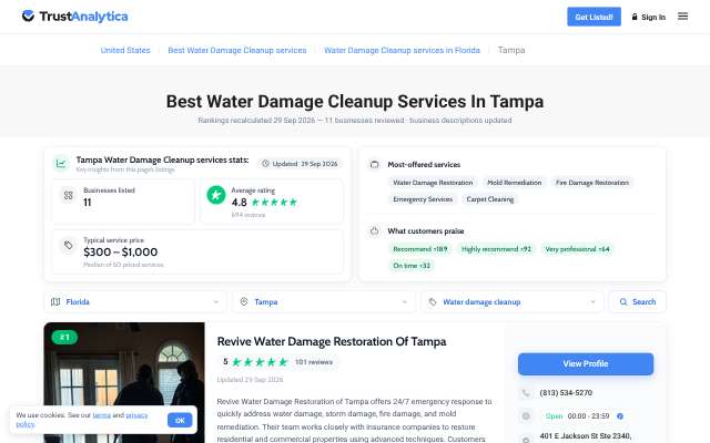 SERVPRO of Tampa Southeast's page as the assistant saw it
