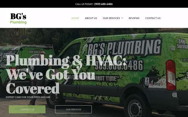 BG's Plumbing and Rooter's page as the assistant saw it