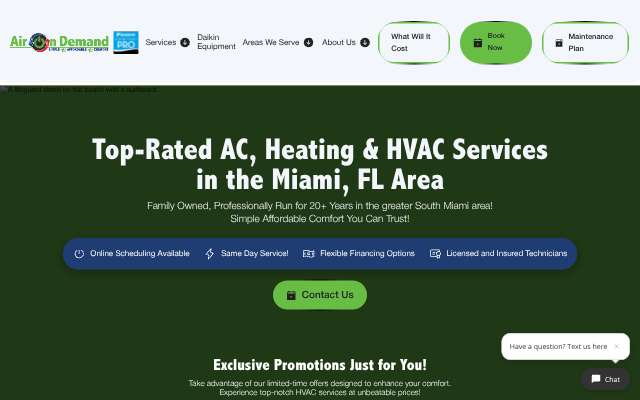 Air On Demand's page as the assistant saw it