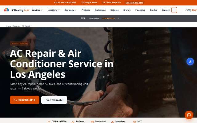 LC Heating & Air's page as the assistant saw it