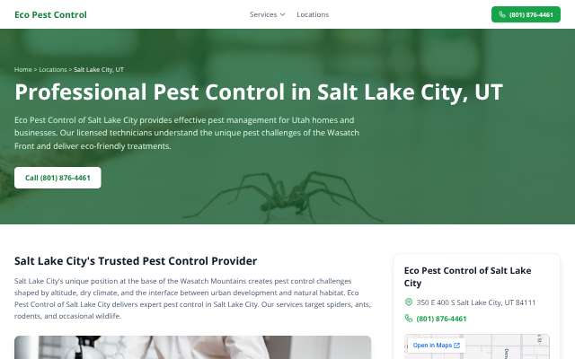Eco Pest Control of Salt Lake City's page as the assistant saw it