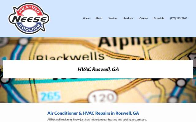 Neese Heating, AC & Plumbing's page as the assistant saw it
