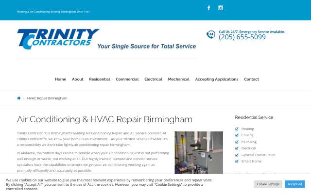 Trinity Contractors's page as the assistant saw it