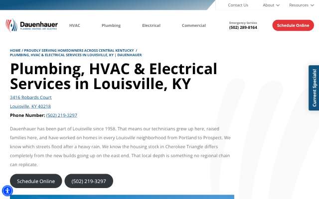 Dauenhauer Plumbing Heating Air & Electric's page as the assistant saw it