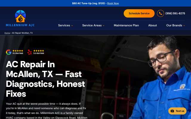 Millennium A/C's page as the assistant saw it
