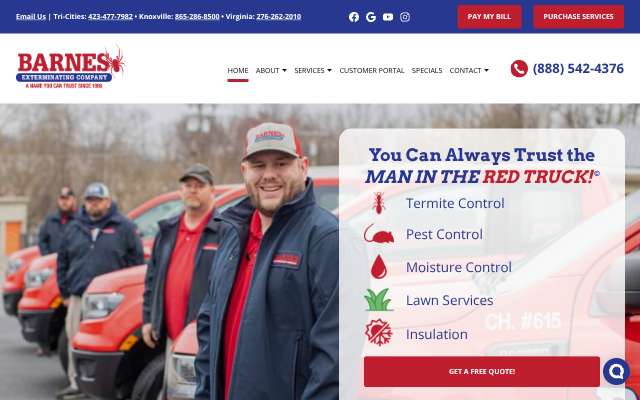 Barnes Exterminating and Pest Control Company's page as the assistant saw it