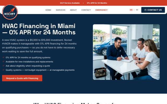 Rocket HVACR's page as the assistant saw it