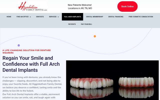 Higginbotham Family Dental's page as the assistant saw it