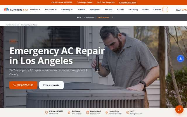 LC Heating & Air's page as the assistant saw it