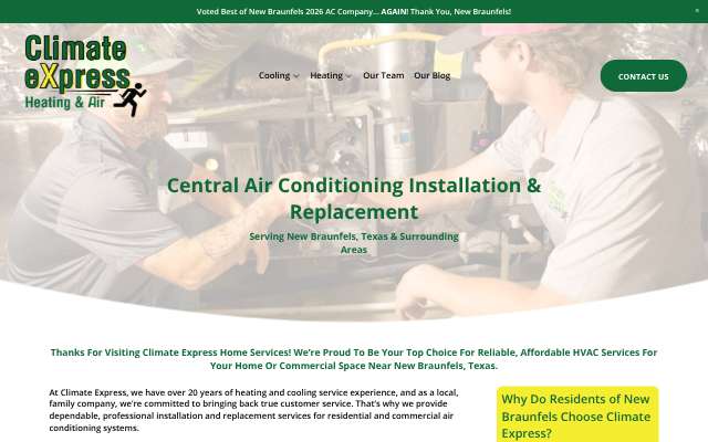 Climate Express Home Services's page as the assistant saw it