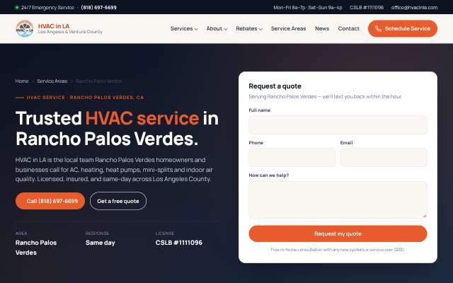 HVAC in LA's page as the assistant saw it