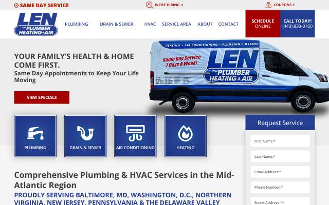 Len The Plumber Heating & Air's page as the assistant saw it