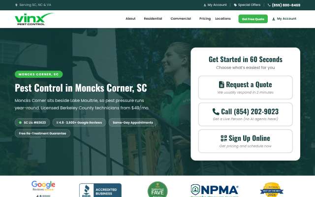 Page cited for Vinx Pest Control