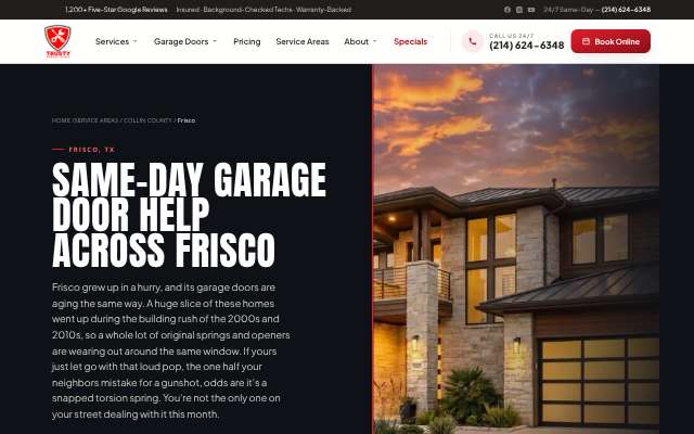 Trusty Garage Repair's page as the assistant saw it