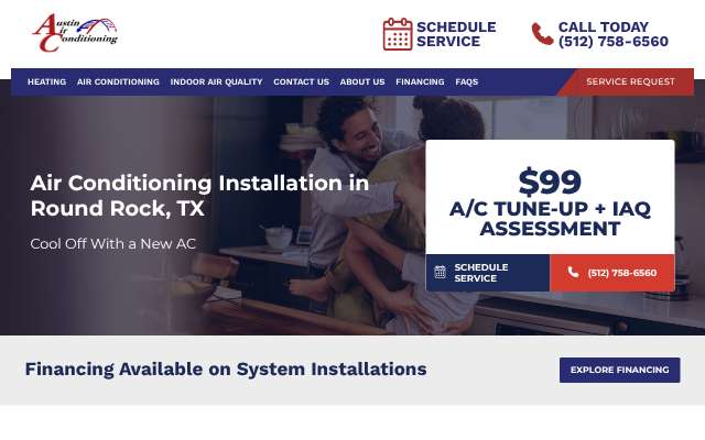 Austin Air Conditioning's page as the assistant saw it