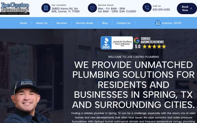 Joe Castro Plumbing's page as the assistant saw it