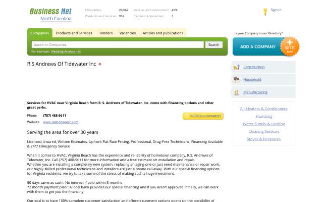 Page cited for R.S. Andrews of Tidewater, Inc.