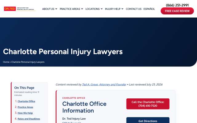 Dr. Ted A. Greve's firm's page as the assistant saw it