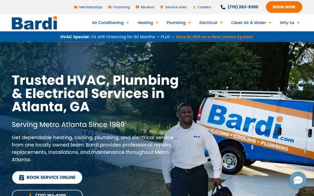 Bardi Heating, Cooling, Plumbing, Electrical's page as the assistant saw it
