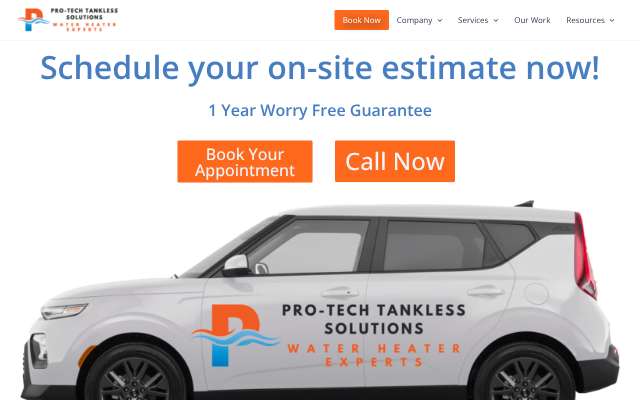 Pro-Tech Tankless Solutions's page as the assistant saw it