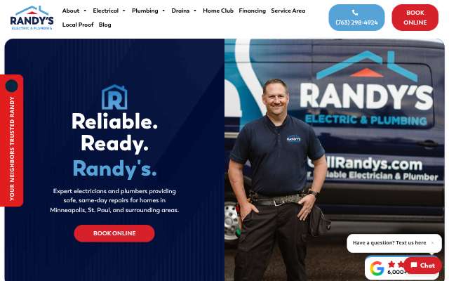 Randy's Electric & Plumbing's page as the assistant saw it