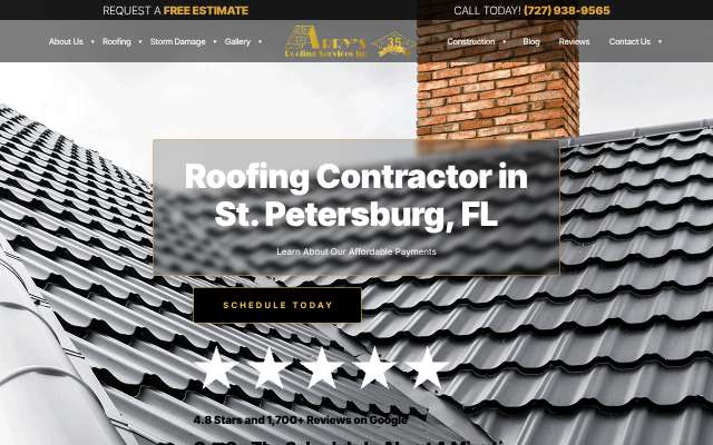 Arry's Roofing's page as the assistant saw it