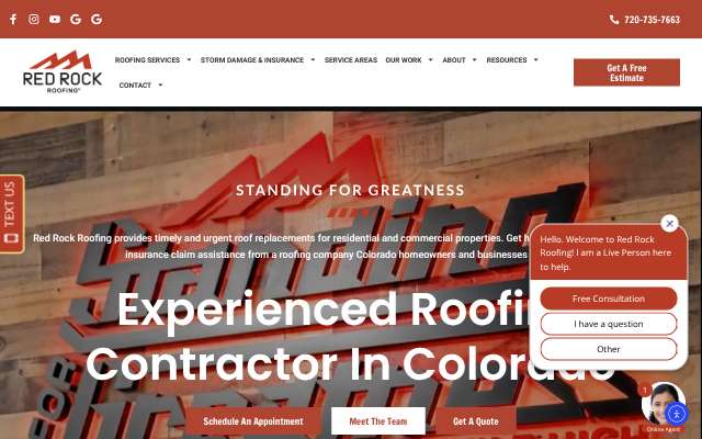Red Rock Roofing's page as the assistant saw it