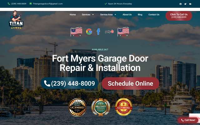 Titan Garage Door's page as the assistant saw it