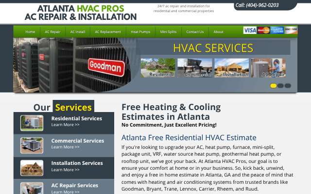 Atlanta HVAC Pros's page as the assistant saw it