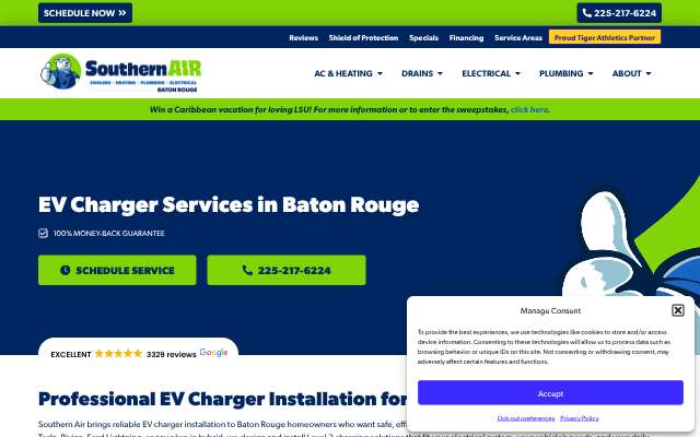 Southern Air (Baton Rouge)'s page as the assistant saw it