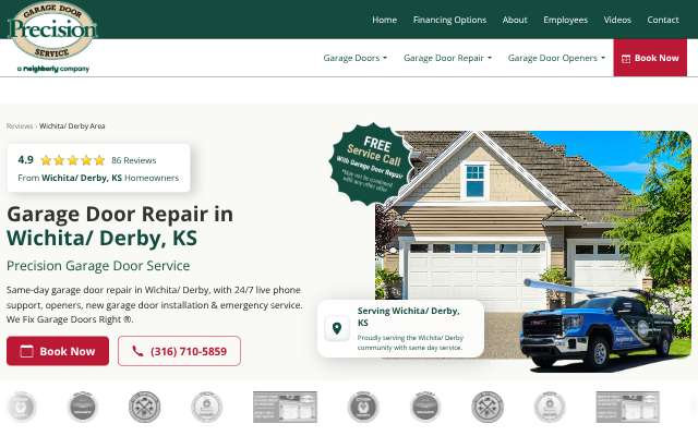 Page cited for Precision Garage Door Service (Wichita/Derby)