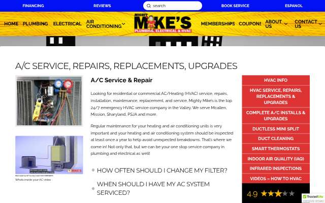 Mighty Mike's (Call Mighty Mike)'s page as the assistant saw it