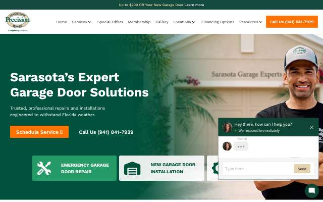 Page cited for Precision Overhead Garage Door Service of Sarasota