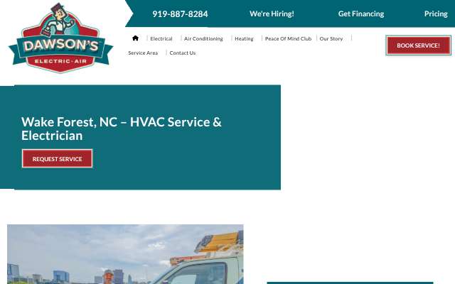 Dawson's Electric's page as the assistant saw it