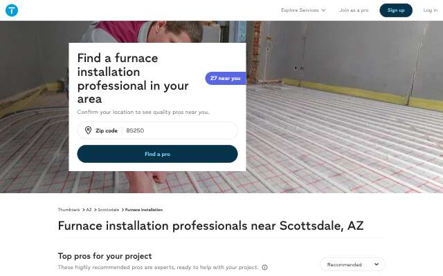 Shamrock (furnace install)'s page as the assistant saw it