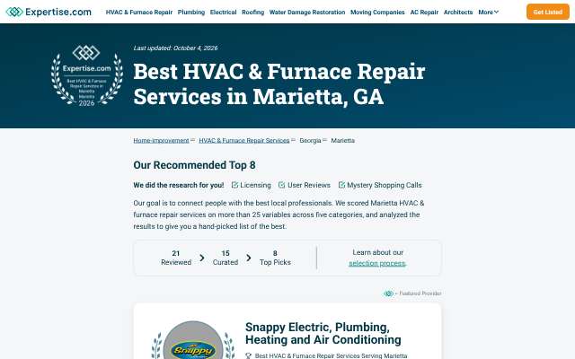 Bartlett Heating and Cooling, Inc.'s page as the assistant saw it